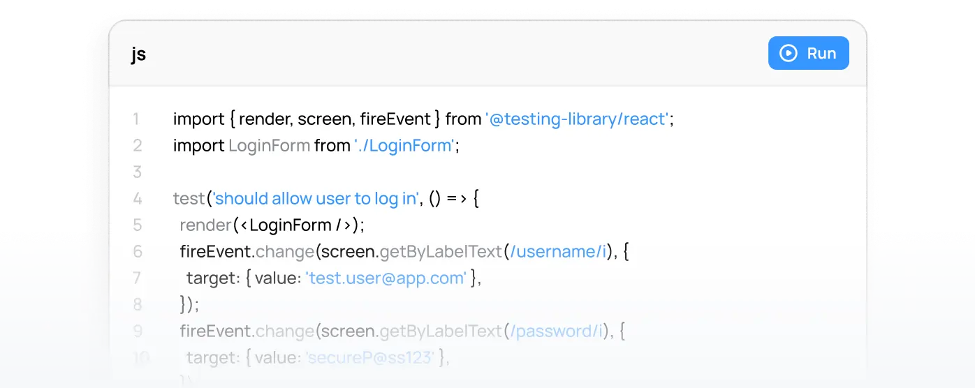 Jest test script development
