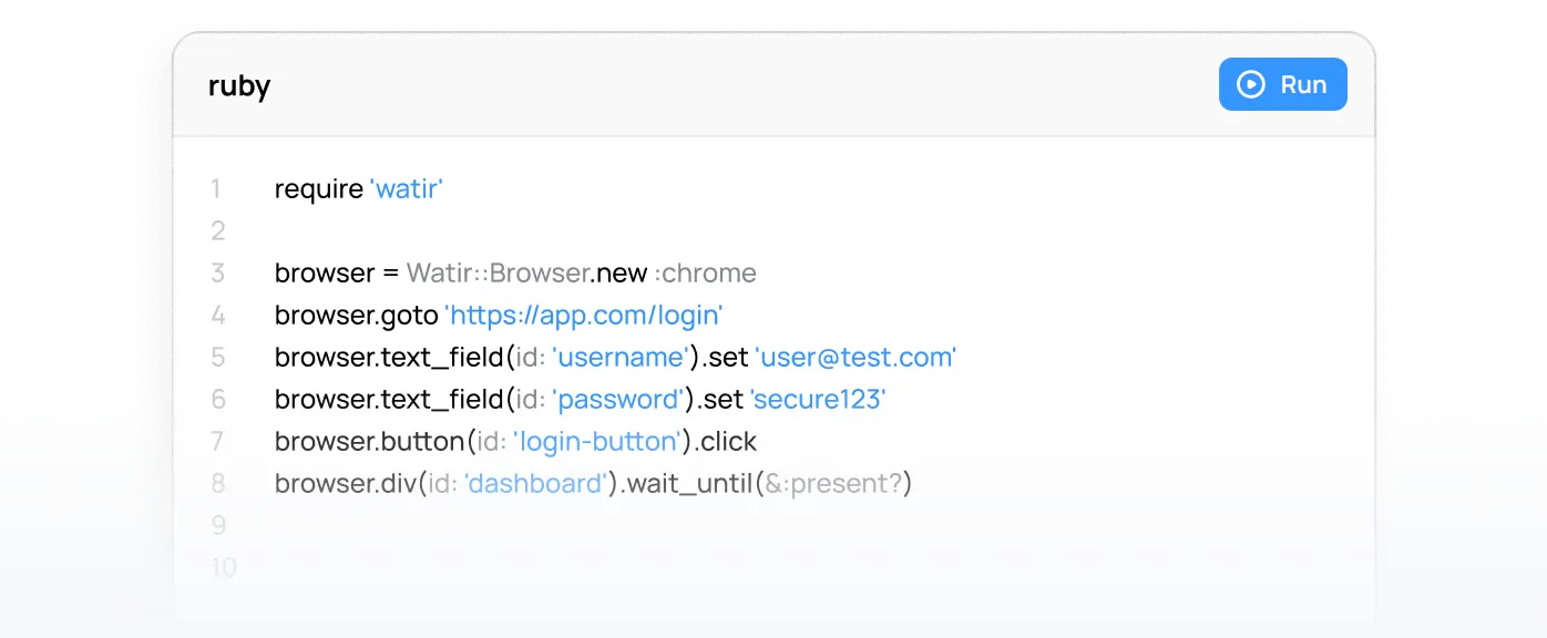 Watir test script development