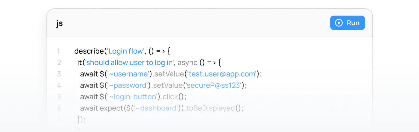 WebdriverIO test script development