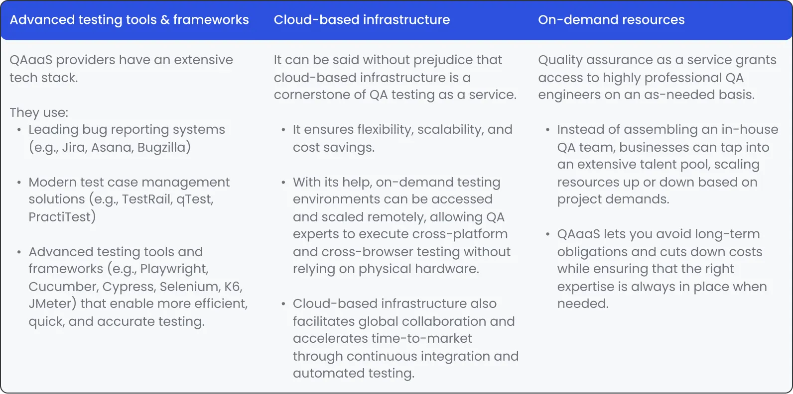 Three key features of QAaaS